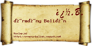 Örmény Belián névjegykártya